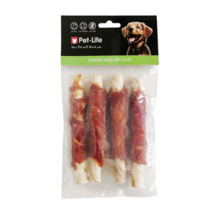 פט-לייף מקלוני עור עבה 12 סמ בציפוי ברווז - מארז 4 יח סך 120 גרם