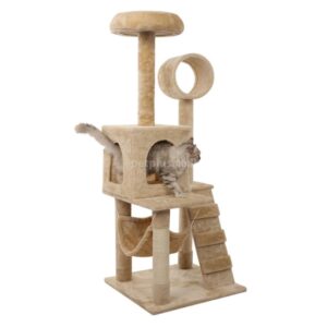 מתקן גירוד לחתול RN0145 - ערסל, בית, מיטה צבע בז' - 133 סמ