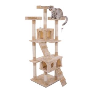 מתקן גירוד לחתול RN0143 - מתקן ענק צבע בז' - 170×50×50 סמ