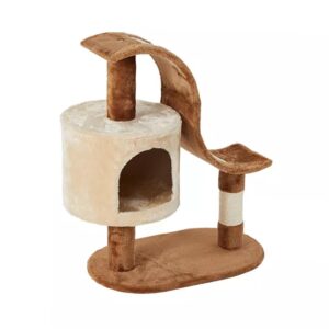 מתקן גירוד לחתול  LZ0114 - בית על עמוד עם גל - 70 סמ