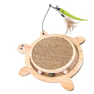 משחק גירוד לחתול לוח עץ עם כדורים RN0228 - צב - 35×30×26 סמ