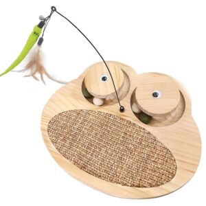 משחק גירוד לחתול לוח עץ עם כדורים RN0231 - צפרדע - 34×29×30 סמ