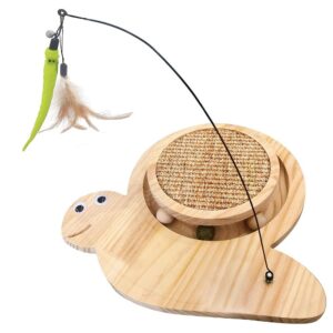 משחק גירוד לחתול לוח עץ עם כדורים RN0230 - שבלול - 34×32×30 סמ