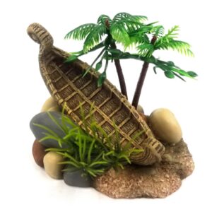 קישוט לאקווריום סירה ועץ SZ-1116 אורך 10 סמ